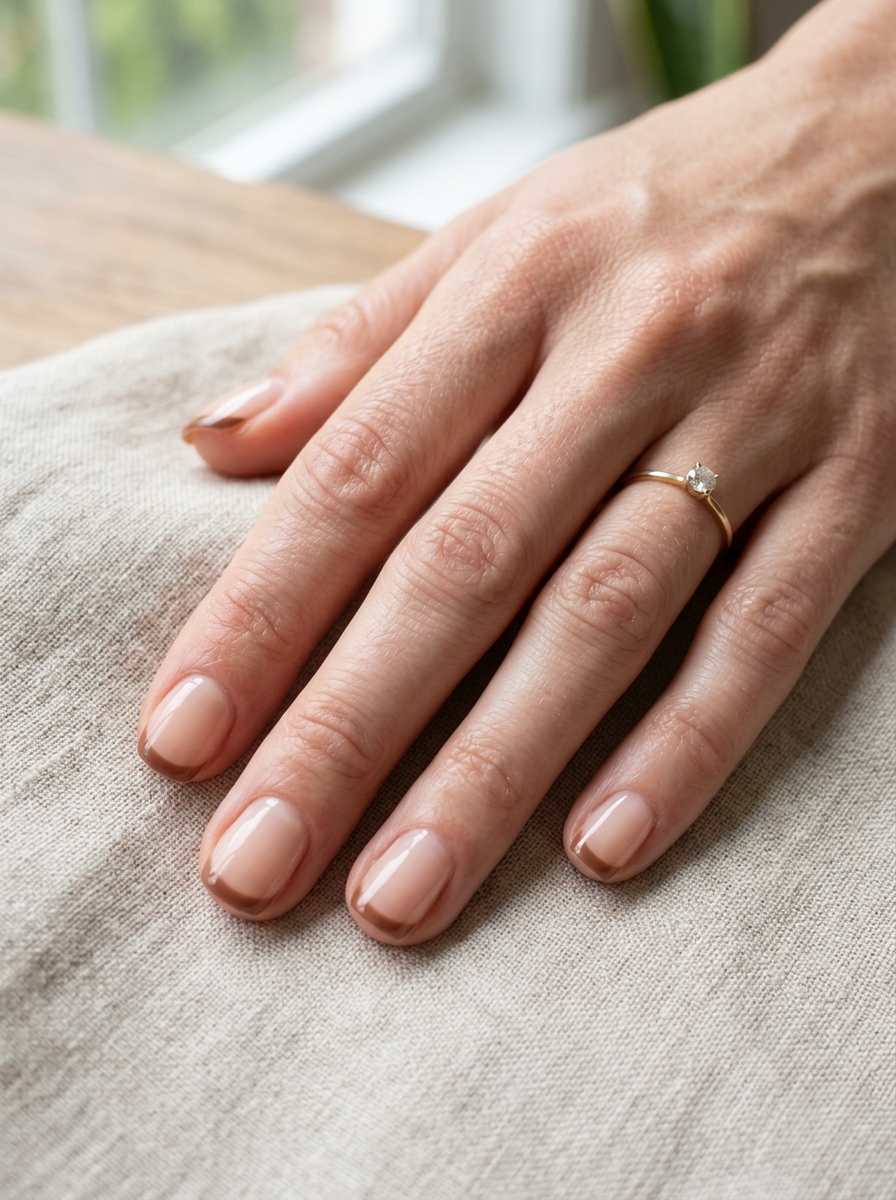 Brown French Nails auf kurzen Nägeln als Brown French Nägel Inspiration 2026